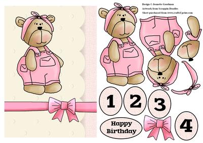 Pink Birthday Bear for 1 to 4 Year Old Girl