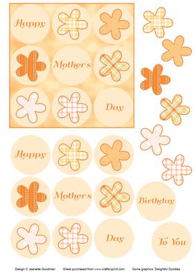 9 Apricot Flowers in a Square Card