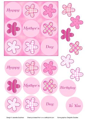 9 Pink Flowers in a Square Card