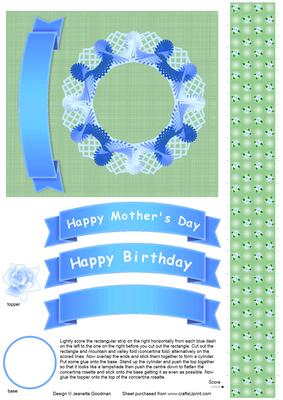 Blue Doily and Concertina Flower Rosette