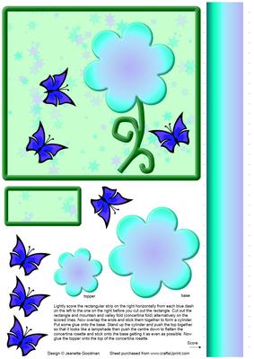 Aqua and Blue Butterflies and Flower Rosette