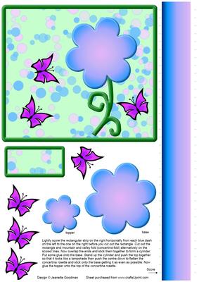Blue and Purple Butterflies and Flower Rosette