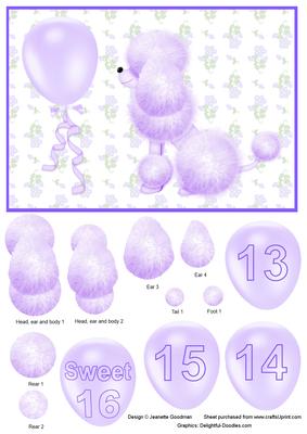 Mauve Teen Birthday Poodle