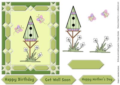 Bird House and Flowers