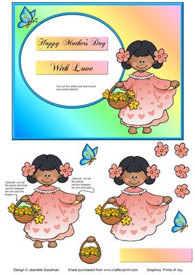 Mother's Day Photo Frame Card - African-american Girl