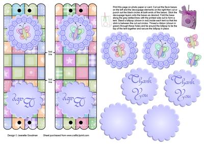 Blue Butterfly Lollipop Holder Baby Shower Favor