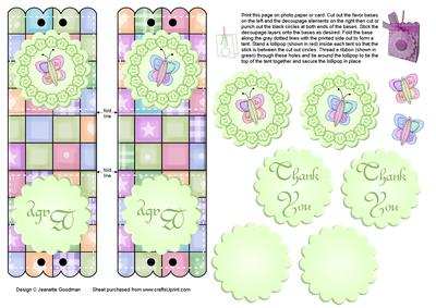 Green Butterfly Lollipop Holder Baby Shower Favor