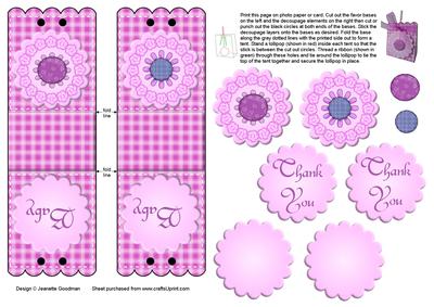 Lollipop Holder Baby Shower Favor Pink Flower