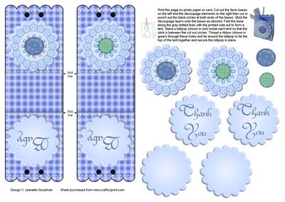 Blue Flower Lollipop Holder Baby Shower Favor