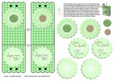 Green Flower Lollipop Holder Baby Shower Favor