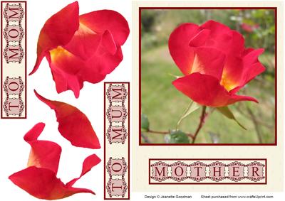 Mothers Day Rose Decoupage Maroon