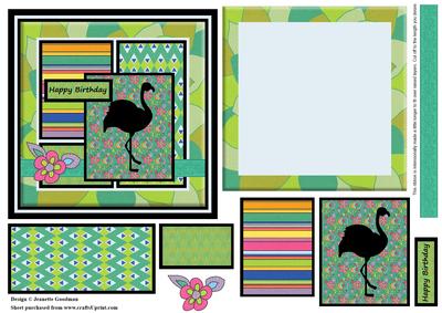 Bright Colourful Flamingo Square Panel Card