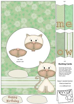 Cute Kitty Cat Bunting Card 1