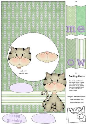 Cute Kitty Cat Bunting Card 2