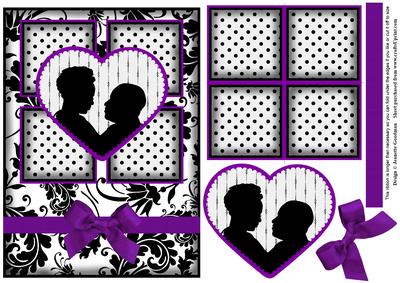 Engagement Silhouette 4 Square Purple Heart Card