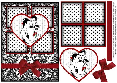 Engagement Silhouette 4 Square Red Heart Card 3