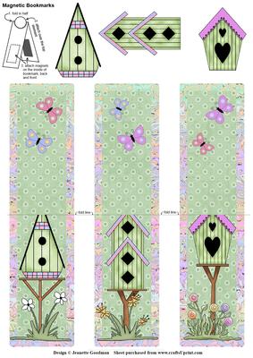 Birdhouses and Butterflies Magnetic Bookmarks