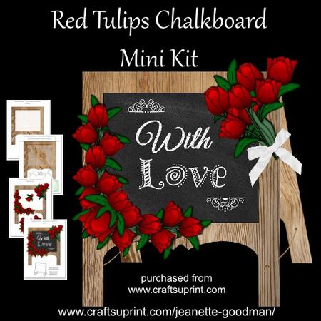 With Love Red Tulips Chalkboard Card Mini Kit
