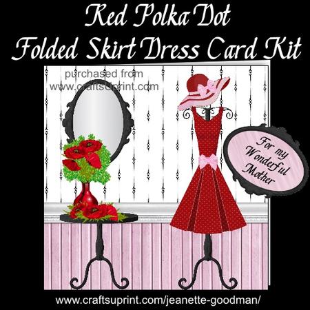 Red Polka Dot Folded Skirt Dress Card Kit