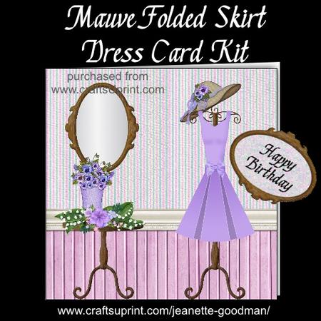 Mauve Folded Skirt Dress Card Kit