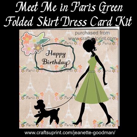 Meet Me in Paris Green Folded Skirt Dress Card Kit