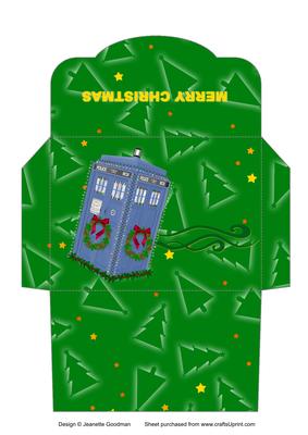 Christmas Doctor Who Money Wallet Green Trees