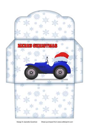 Christmas Car Money Wallet Blue