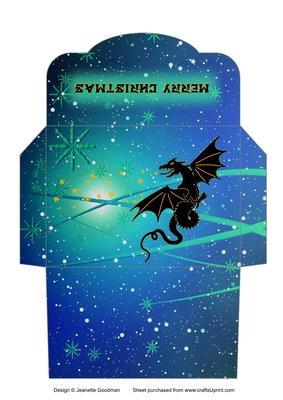 Christmas Dragon Money Wallet Blue Swirls