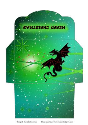 Christmas Dragon Money Wallet Green Swirls