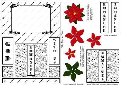 Side Stepper Card Emmanuel God with Us with Poinsettia