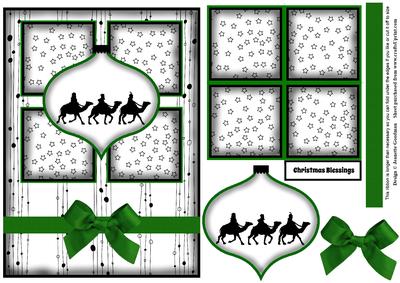Christmas Decoration Wise Men Silhouette 4 Square Card