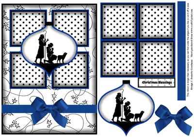 Christmas Decoration Shepherds Silhouette 4 Square Card