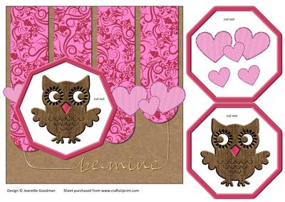 Owl Dangle Be Mine Pink and Gold