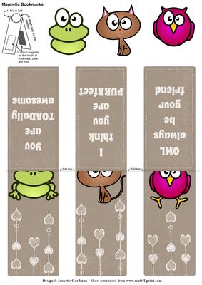 Animal Pun Valentine's Day Magnetic Bookmarks