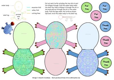 Pastel Grunge Turtle Lollipop Holder Party Favors