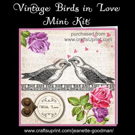 Vintage Birds in Love Kit - Pink and Purple Roses