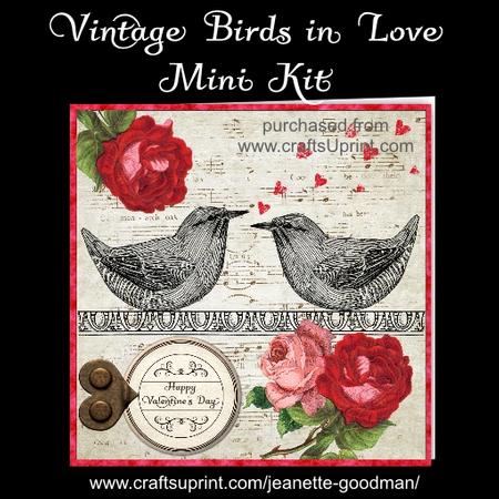 Vintage Birds in Love Kit ? Pink and Red Roses