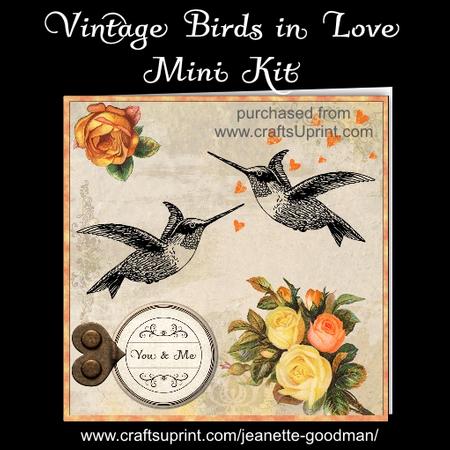 Vintage Birds in Love Kit - Yellow and Peach Roses