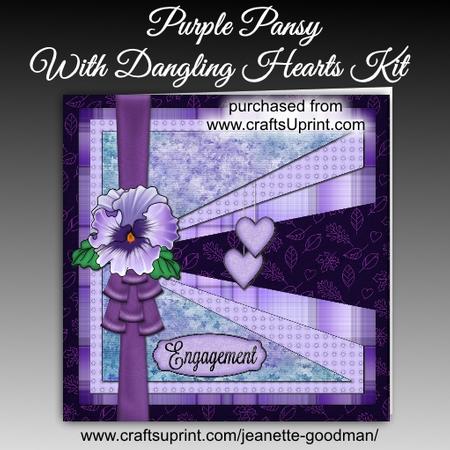 Purple Pansy with Dangling Hearts Card