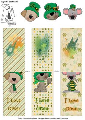 St Patrick's Day Animal Magnetic Bookmarks