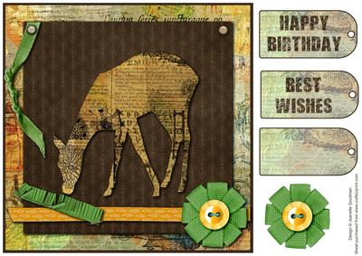 Altered Art Deer Card Topper 2