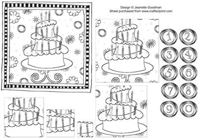 Black and White Doodle Birthday Cake Pyramage