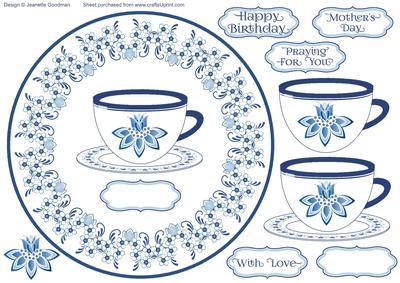 Delft Blue Teacup with Flowers