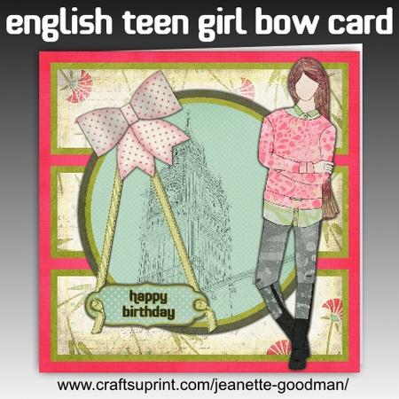 English Teen Girl Bow Card Kit
