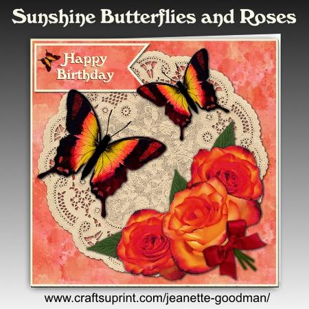 Sunshine Butterflies and Roses Square Card