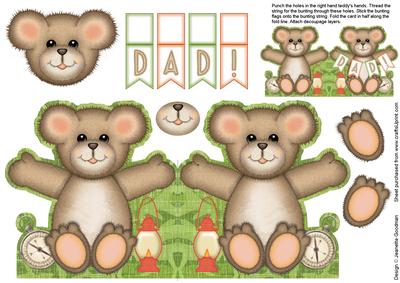 Father's Outdoor Adventure Teddy Bunting Card