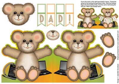 Father's Day Gadget Teddy Bunting Card
