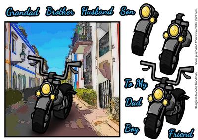 Village Street Motorbike Card