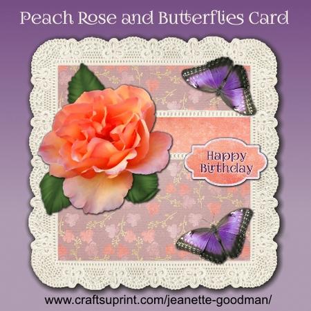 Peach Rose and Butterflies Card Kit