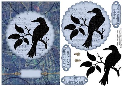 Bird Silhouette on Blue Card